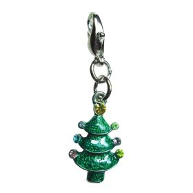 Christmas Tree Enamel Charm with Sparkling Ornaments