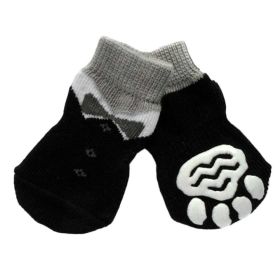 Black Knitted Dog Socks 4 Pack for Paw Protection and Indoor Wear