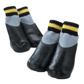 Black and Gray Waterproof Knitted Dog Socks 4 Pack with Paw Protection Size 4