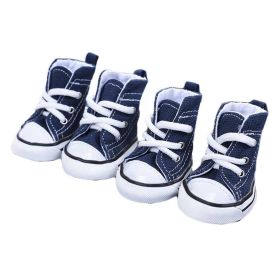 Blue Canvas Dog Shoes 4 Pack Casual Pet Boots Size 5