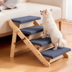 Wooden 4 Step Pet Stairs for Dogs and Cats Foldable 150 lb Capacity