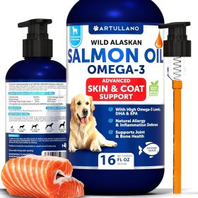 Wild Alaskan Salmon Oil for Dogs Omega 3 EPA DHA Supplement 16 fl oz