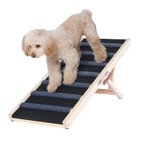 Folding Wooden Dog Ramp for Beds Adjustable 39.3 Inch Pet Ramp
