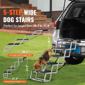 5 Step Folding Dog Car Stairs with Non Slip Surface and Lightweight Aluminum Frame