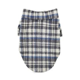 Flannel Dog Shirt (Color: Gray and Blue Plaid, size: 2X-Large)