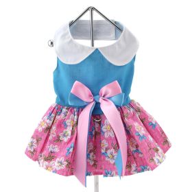 Pink and Blue Plumeria Floral Dog Dress (size: X-Large)