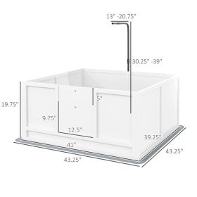 Whelping Box for Dogs with Pee Pad Pig Rail and Adjustable Door (Option: White)
