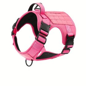 Tactical Dog Harness Vest with Reflective Straps and Metal Buckle for Hiking and Training (Option: Pink-S)