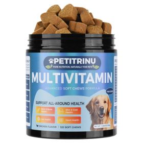 PETITRINU Dog Multivitamin Soft Chews for Joint Bone Skin Coat Gut and Heart Health 120 Count (Option: Blue)