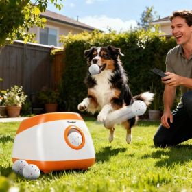 Automatic Dog Ball Launcher for Medium and Large Dogs with 26 to 80 Foot Range Orange (Option: Orange-384x380x305 mm)