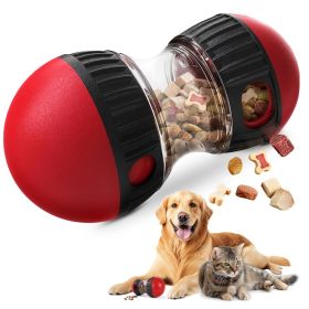 Dog Treat Dispensing Puzzle Ball and Adjustable Slow Feeder Toy for Puppies and Small Dogs (Option: Red)