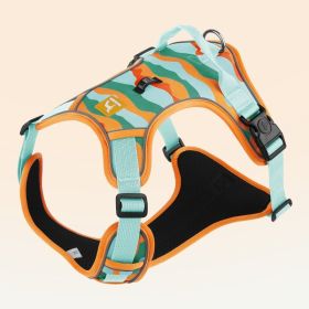 Reflective Dog Chest Harness and Leash Set for Walking (Option: Orange-S)