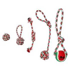 5 Piece Christmas Dog Rope Chew Toy Set for Puppies and Small to Medium Dogs (Option: Multicolor)
