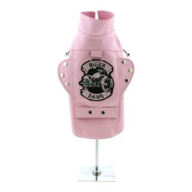 Biker Dawg Motorcycle Jacket for Dogs (Color: Pink, size: X-Small)