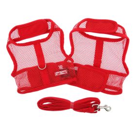 Cool Mesh Dog Harness and Leash Set (Color: Solid Red, size: X-Small)