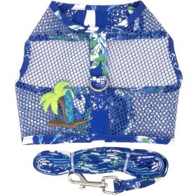 Cool Mesh Dog Harness and Leash Set (Color: Surfboard Blue and Green, size: X-Small)