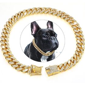Crystal Rhinestone Dog Chain Collar with Secure Buckle for Walking (Color: Silver Gray, size: XS)