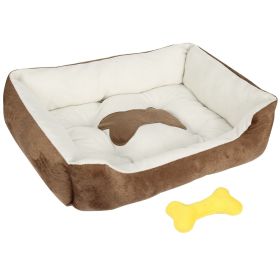 Small Soft Fleece Pet Bed for Dogs Cozy Nest Cushion Mat (Color: Brown, size: S)