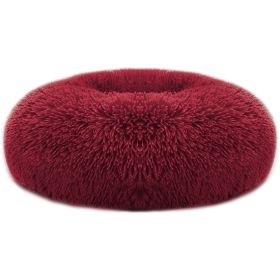 Medium Soft Fleece Pet Bed for Dogs Cozy Nest Cushion Mat (Color: Red, size: M)