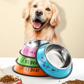 Stainless Steel Dog Bowl with Non Slip Base (colour: 16cm, size: Blue cartoon)
