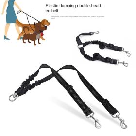 No Tangle Double Dog Leash Coupler with Reflective Shock Absorbing Bungee Lead (colour: grey)