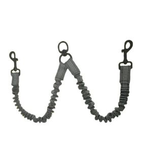 Double Dog Leash Coupler with Reflective Shock Absorbing Bungee for Night Walks (colour: light Grey, Specification (L * W): 2.5*50cm)