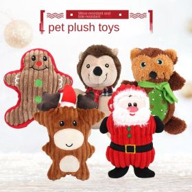 Christmas Plush Squeaky Dog Chew Toy for Teething and Play (Color: Little snowman)