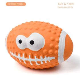 Natural Latex Rubber Squeaky Dog Balls for Fetch and Chew Play (colour: Smiley Rugby)