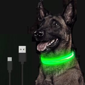 Rechargeable LED Light Up Dog Collar Adjustable Night Safety Collar for Dogs (Color: Blue Battery, size: M)