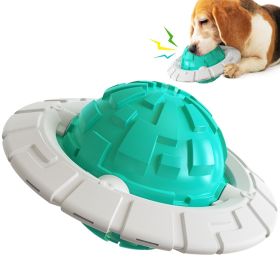 Interactive Flying Saucer Dog Chew Toy with Squeaker for Medium and Large Dogs (Color: Blue)