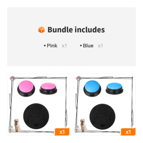 Dog Talking Buttons for Communication and Voice Recording Pet Training Buttons (Color: Pink+Blue)