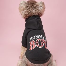 Mommys Boy Dog Hoodie for Small and Medium Dogs (Color: Black, size: S)