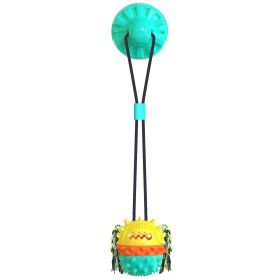 Dog Treat Dispensing Chew Ball with Suction Cup for Indoor Play (Color: Lake Blue, size: 10.7*10.8*71cm/4.21*4.25*27.95inch)