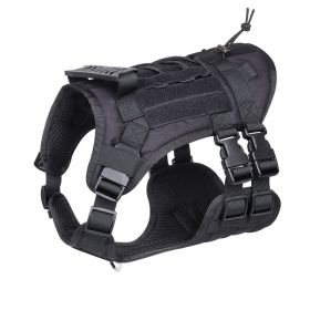 Tactical Dog Harness Vest with Soft Padding and D Ring for Small Medium and Large Dogs (Color: Black, size: S)
