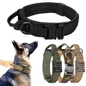 Tactical Dog Collar with Handle Heavy Duty for Medium and Large Dogs (Color: Khaki, size: M)