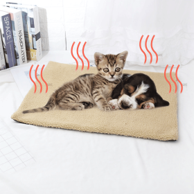 Self Warming Pet Mat for Dogs Non Electric Extra Warm Heating Pad (Color: Beige, size: 60*45cm/23.6*17.7in)