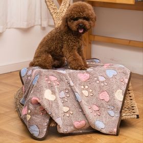Brown Heart and Paw Print Pet Rug for Dogs Small Medium and Large Sizes (Color: Brown - Polyester, size: L)