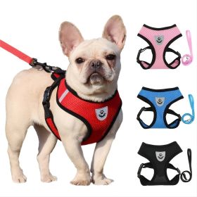 Adjustable Reflective Mesh Harness and Leash Set for Dogs (Color: Black, size: S)