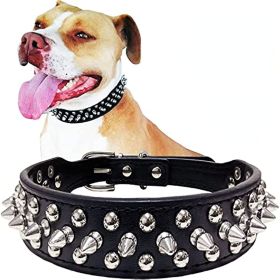 Adjustable Studded Leather Dog Collar with Squeaky Ball for Small Medium and Large Dogs (Color: Pink, size: S(10.8"-13.2" / 27.5cm-33.5cm))
