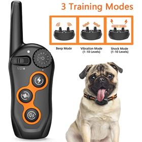 Waterproof Dog Training Collar with 1300 Foot Remote 3 Training Modes Rechargeable (Color: 1 receptore set)