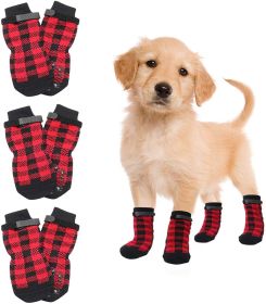 4 Pack Christmas Dog Socks with Non Slip Waterproof Paw Protection and Reflective Straps (colour: Yellow dog claw, size: M(4 packs only))