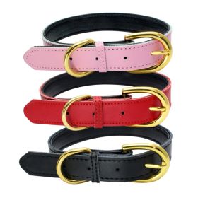 Adjustable Wide Leather Dog Collar with Soft Padding and Waterproof Design (colour: purple, Specification (L * W): L 51*2.5cm)