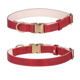 Adjustable Leather Dog Collar with Soft Padding and Durable Metal Buckle (colour: Leather, size: L code)
