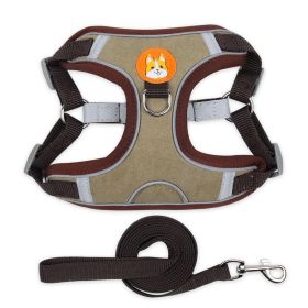 Reflective Dog Harness and Leash Set for Small Dogs (colour: Brown, Specification (L * W): S)