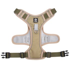 Reflective Heavy Duty Dog Harness and Leash Set for Large Dogs (colour: Khaki, Specification (L * W): XL)