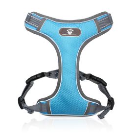 Reflective Breathable Mesh Dog Harness for Large Dogs (colour: Light blue, Specification (L * W): M (12-32 kg))