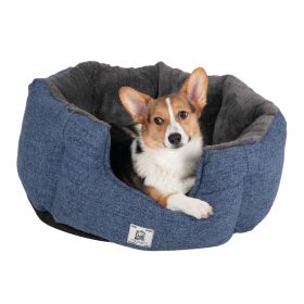 DGS Chill Kuzzi FIR Round Dog Bed Small Grey 23 x 23 x 12 Inches (Color: Blue, size: medium)