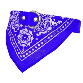 Adjustable Leather Dog Collar with Triangle Bandana Scarf (Color: Blue, size: L)