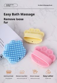 Dog Bath Brush with Soft Rubber Bristles for Cleaning and Massage (Color: Light Yellow)