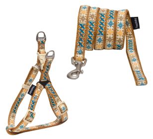 Touchdog Caliber Designer Embroidered Dog Harness and Leash Set (Color: Brown Pattern, size: small)